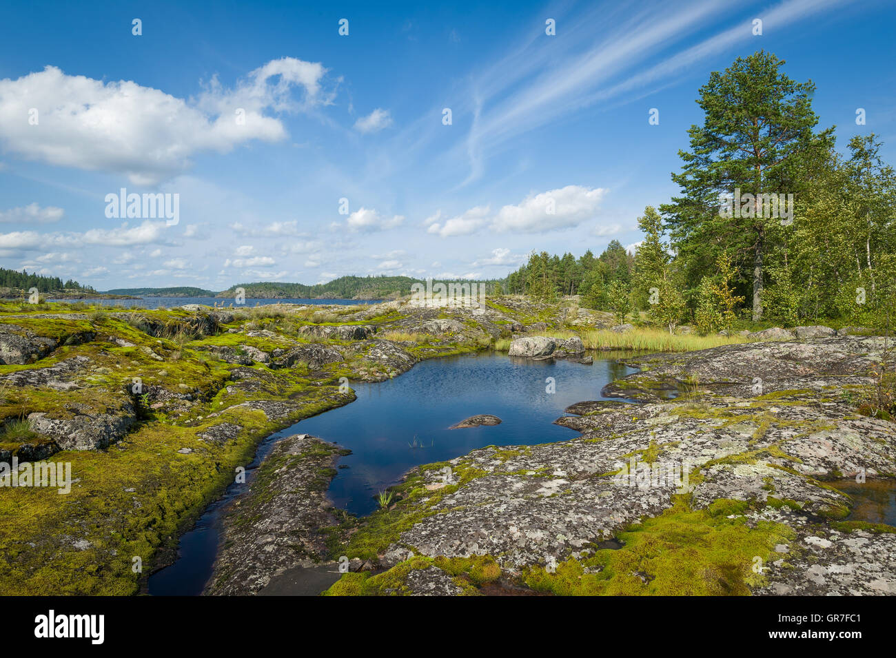Ladoga-See-Inseln, Landschaften Republik Karelien. Stockfoto
