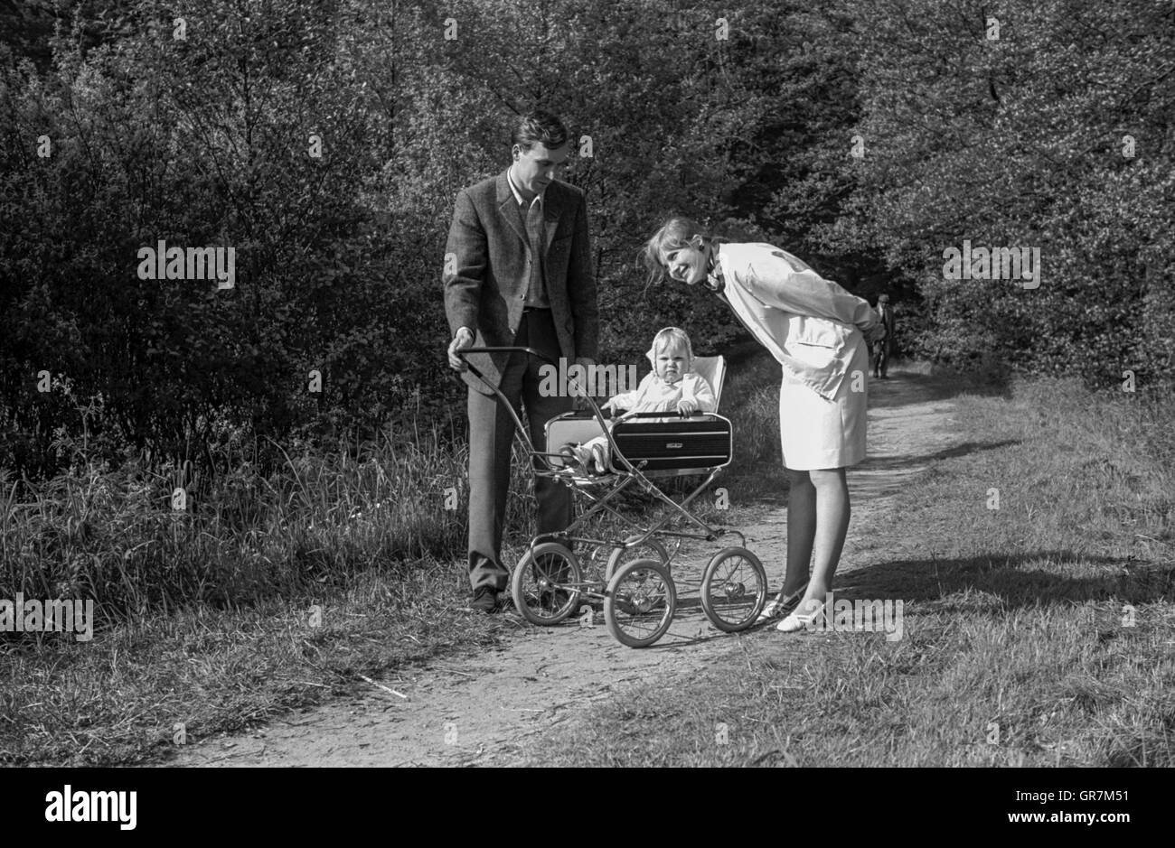 Familie 1969 Bw Stockfoto