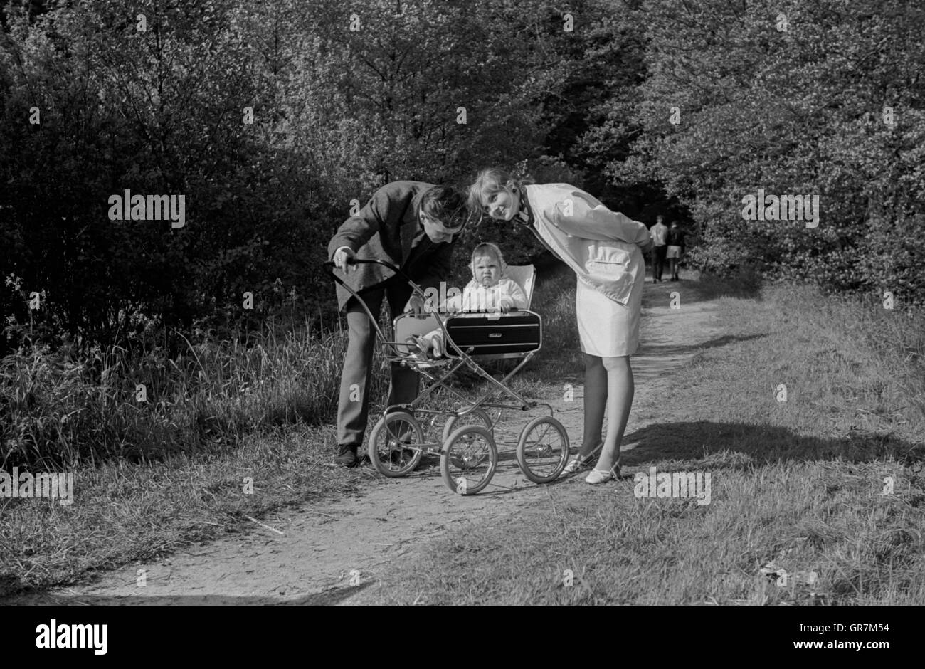 Familie 1969 Bw Stockfoto