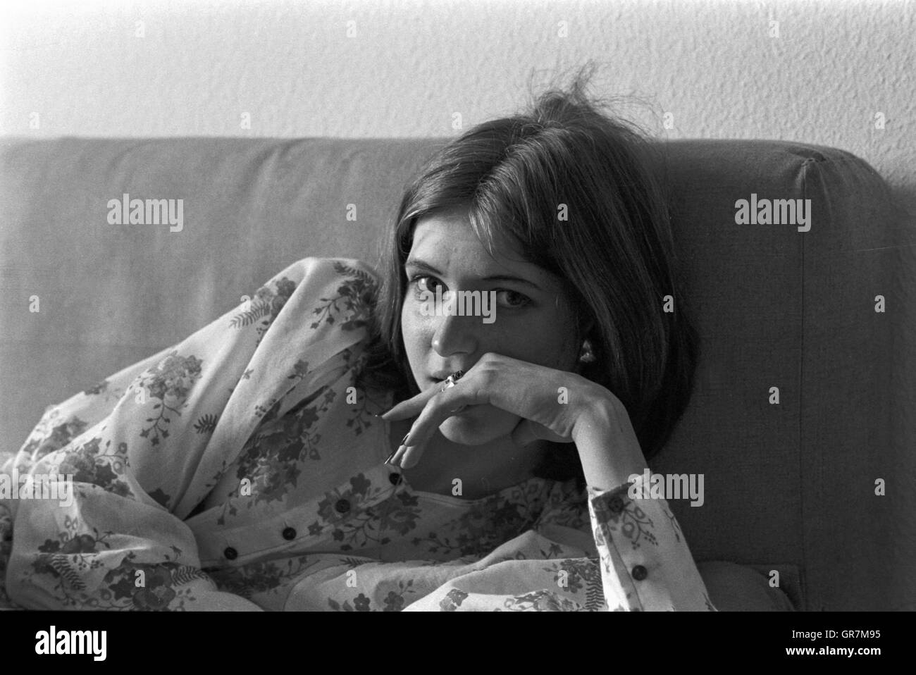 Porträt 1973 Bw Stockfoto
