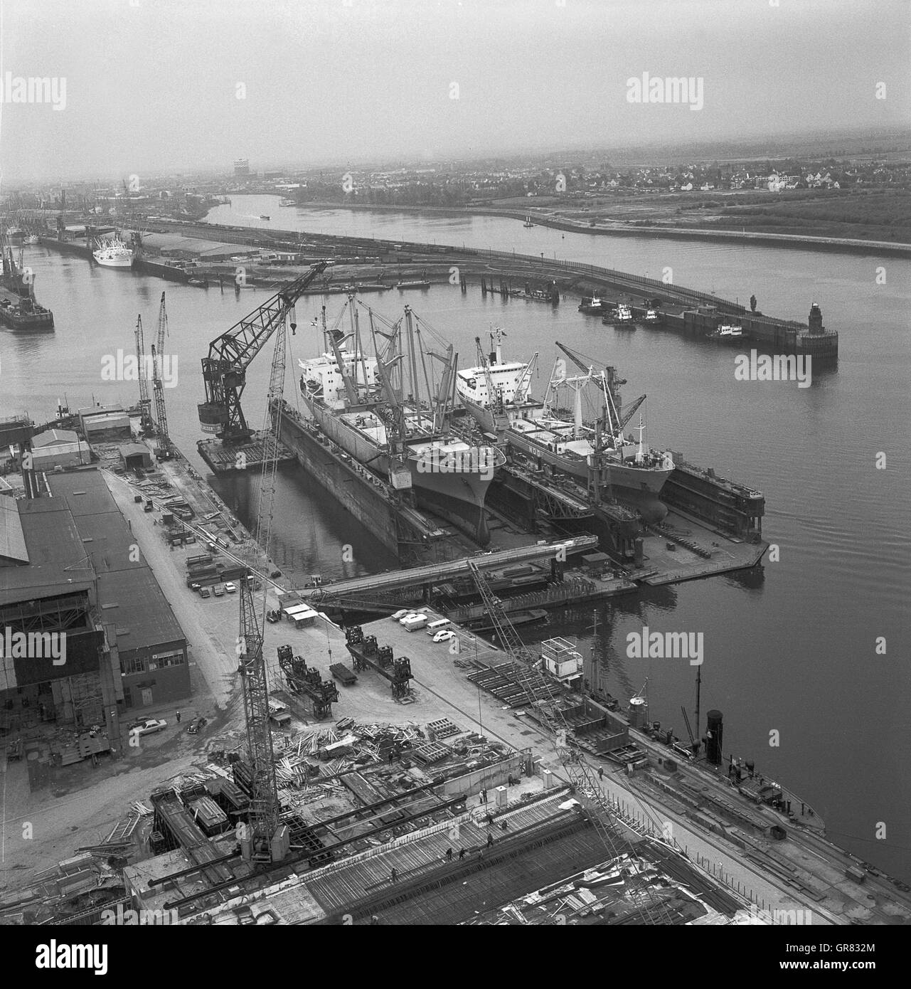 Werft Ag Weser Bremen 1972 Bw Stockfoto
