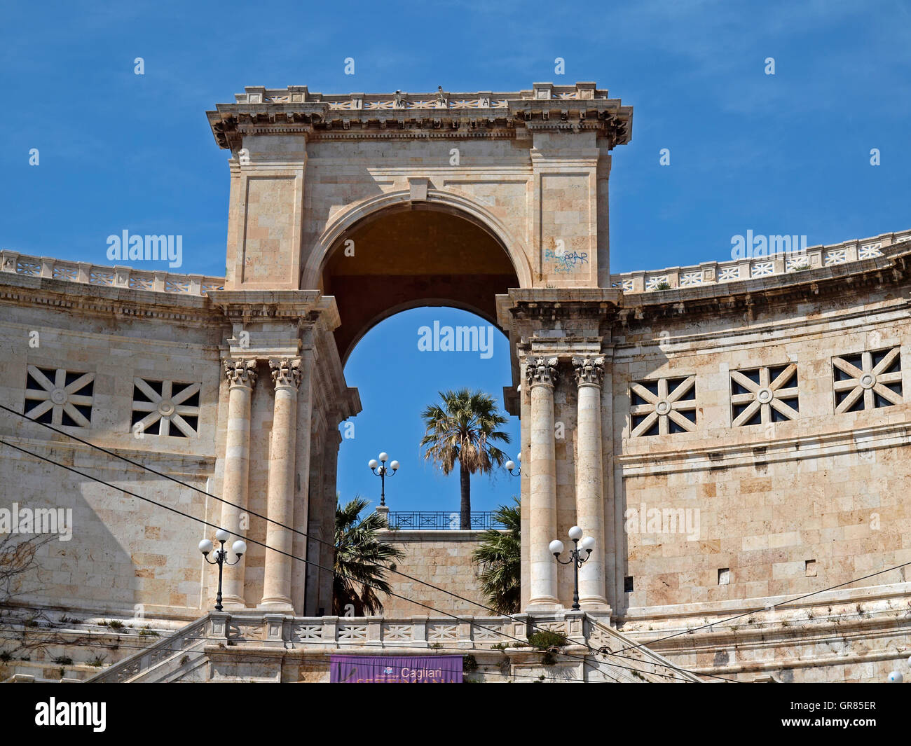 Cagliari, Bastion von Saint Remy im Stadtteil Castello, Sardinien, Italien, Europa Stockfoto