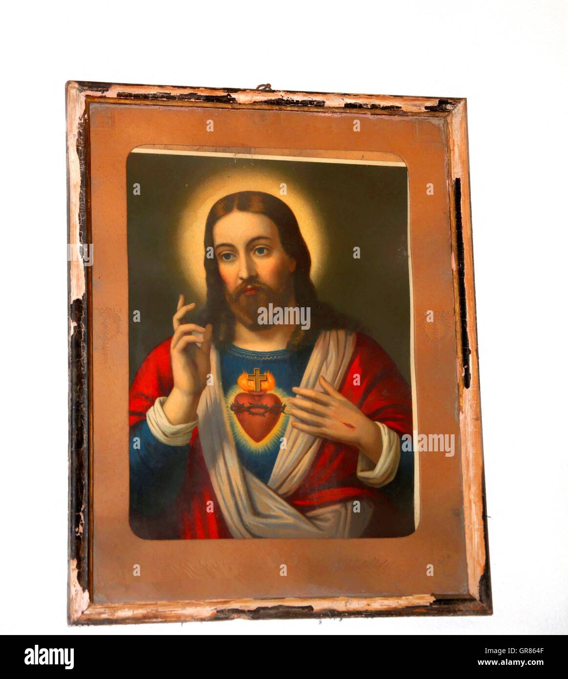 Retro-heilige Bild, Herz von Jesus Devotional Bild Stockfoto