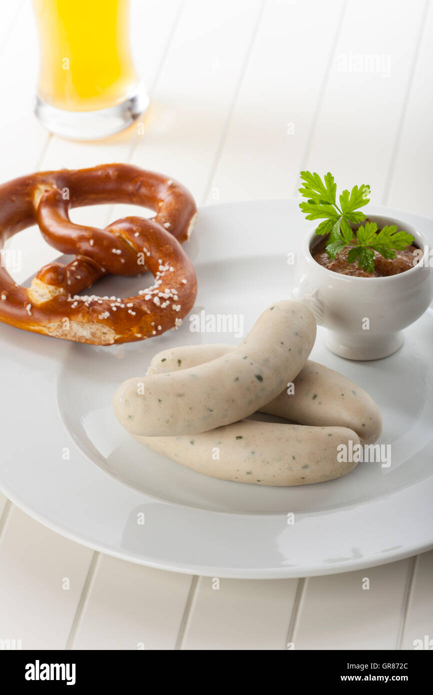 Bayerische Weißwürste Stockfoto