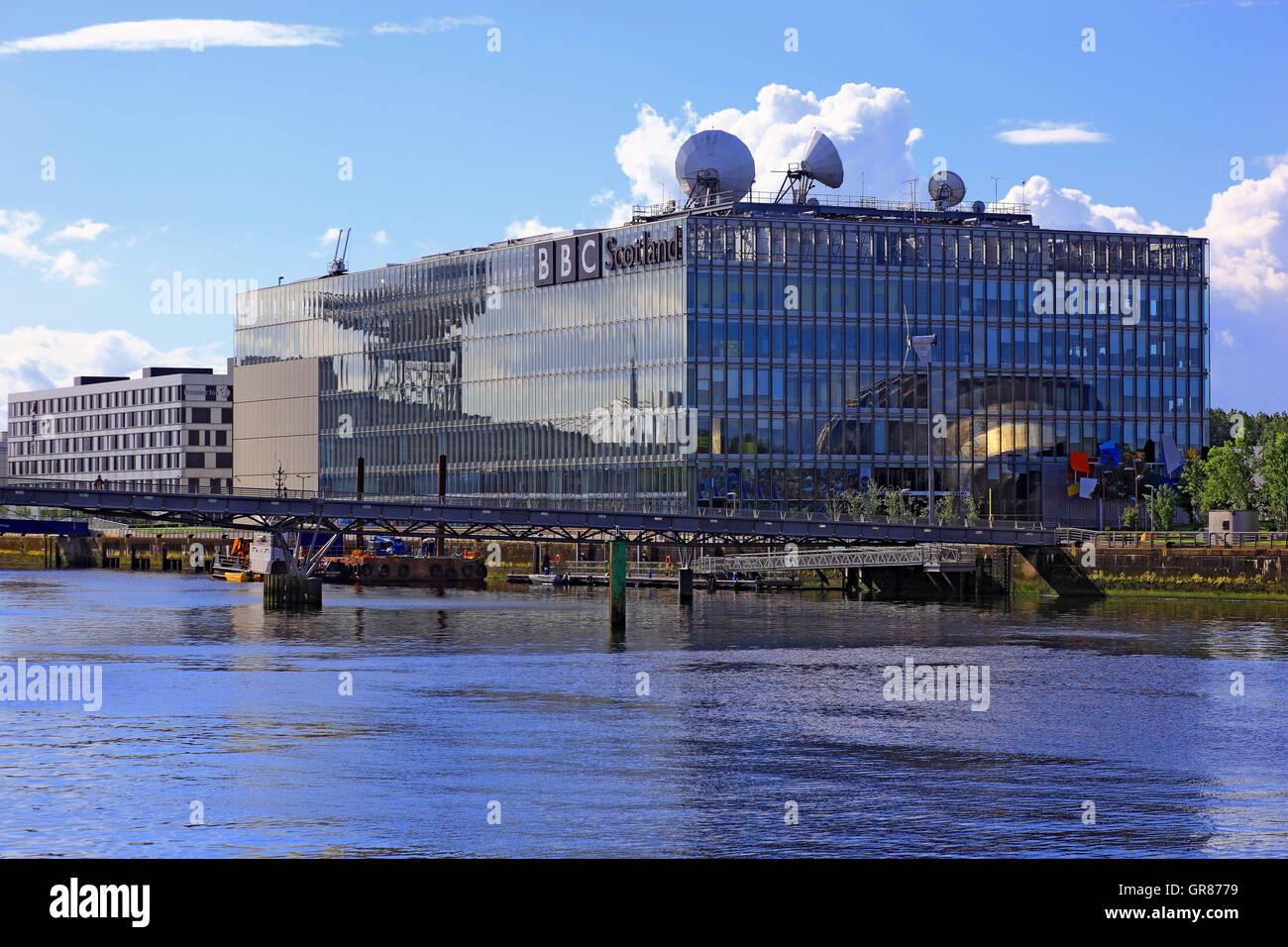 Schottland, Stadt von Glasgow, BBC Gebäude in River Clyde, Fernsehgesellschaft, schottische Sender, Radio und Fernsehen Stockfoto