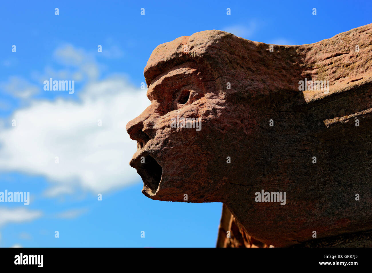 Schottland, Kloster Melrose, Skulptur als ein Wasserspeier in Melrose Abbey, baut ca. 1136 Stockfoto