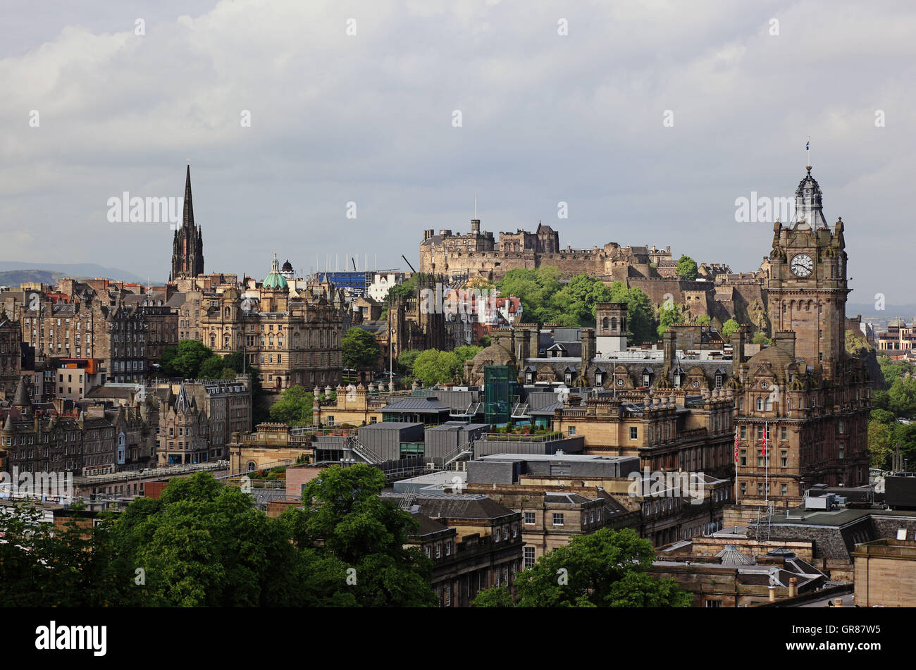 Schottland, Edinburgh, Aussehen des Caltone Hügels auf das Stadtzentrum, Altstadt Stockfoto