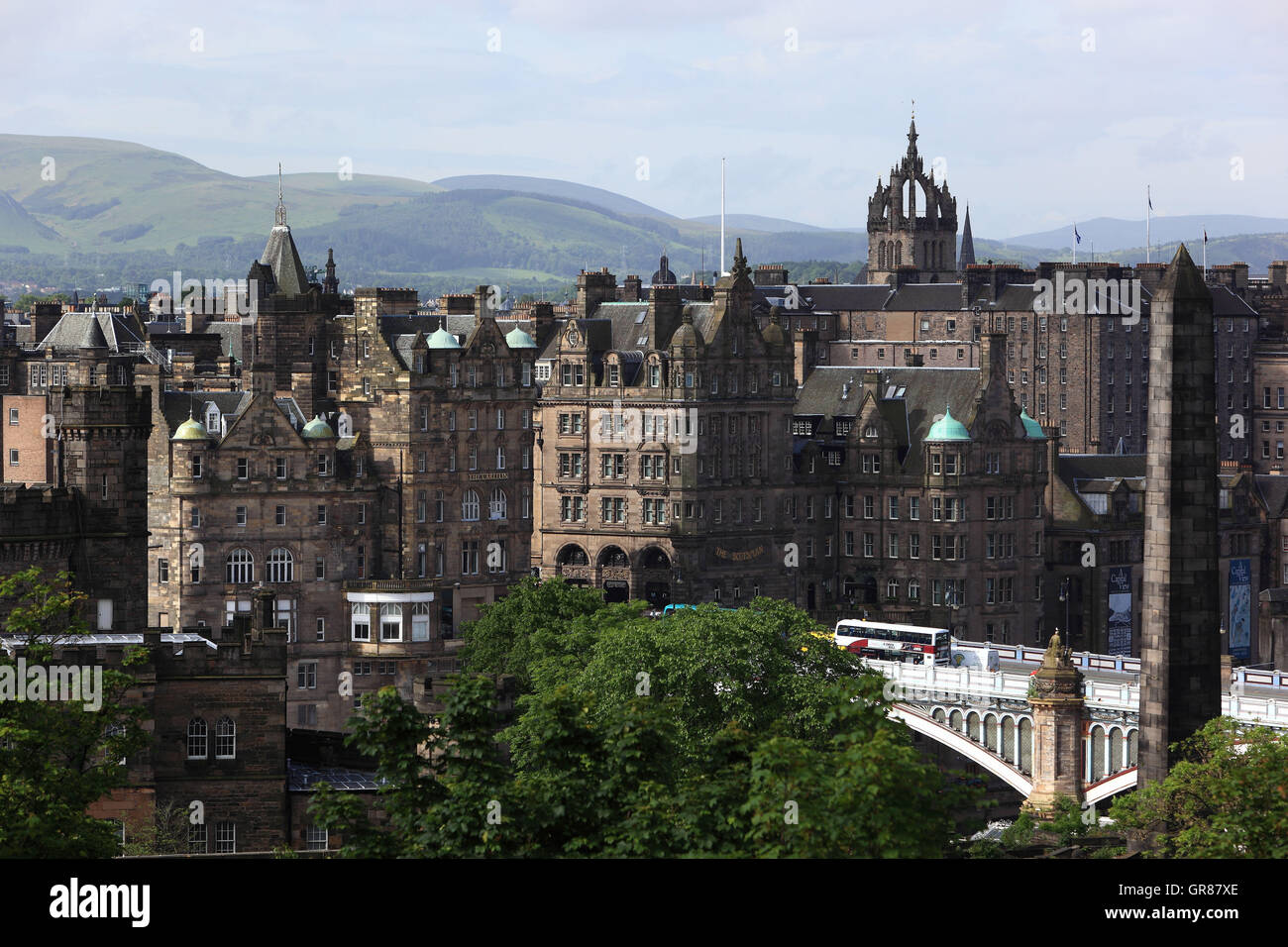 Schottland, Edinburgh, Aussehen des Caltone Hügels auf das Stadtzentrum, Altstadt Stockfoto