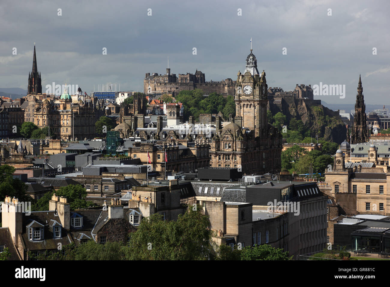 Schottland, Edinburgh, Aussehen des Caltone Hügels auf das Stadtzentrum, Altstadt Stockfoto