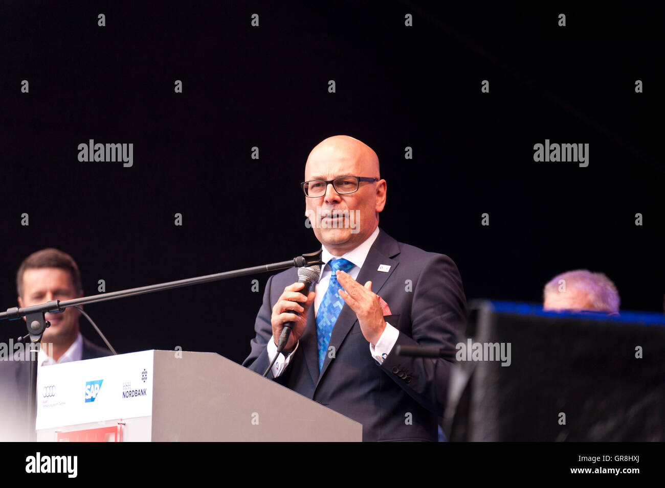 Kiel, Deutschland, 20. Juni 2015 Eröffnung der Kieler Woche 2015 mit Axel Prahl, Torsten Albig und Ulf Kämpfer Stockfoto