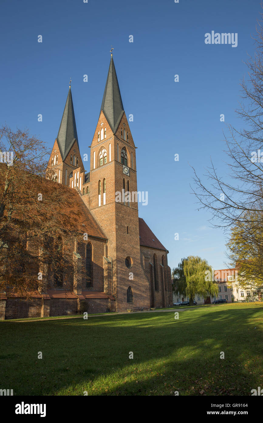 Kloster Kirche der Hl. Dreifaltigkeit und Wichmann Linde Neuruppin, Mecklenburg Stockfoto