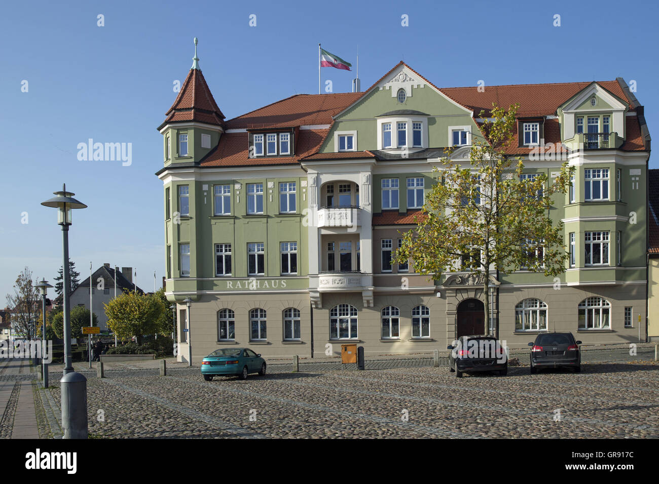 Rathaus Bergen, Rügen, Mecklenburg Stockfoto