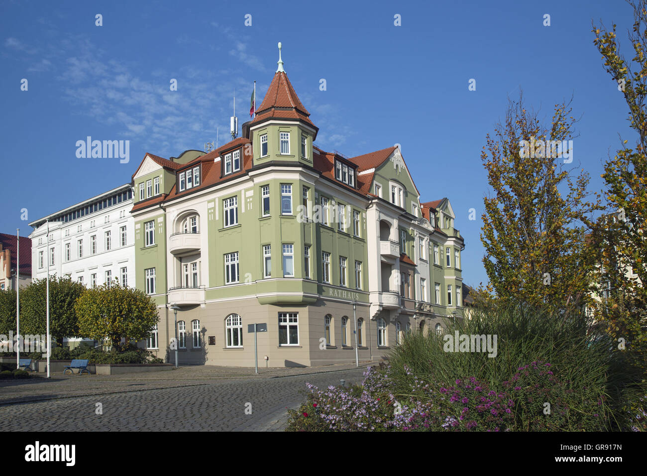 Rathaus Bergen, Rügen, Mecklenburg Stockfoto