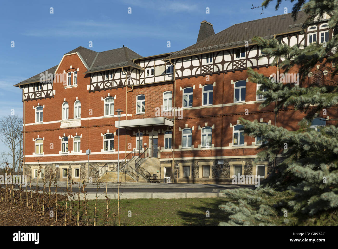 Altbau des Krankenhauses Pößneck, Thüringen, Deutschland, Europa Stockfoto