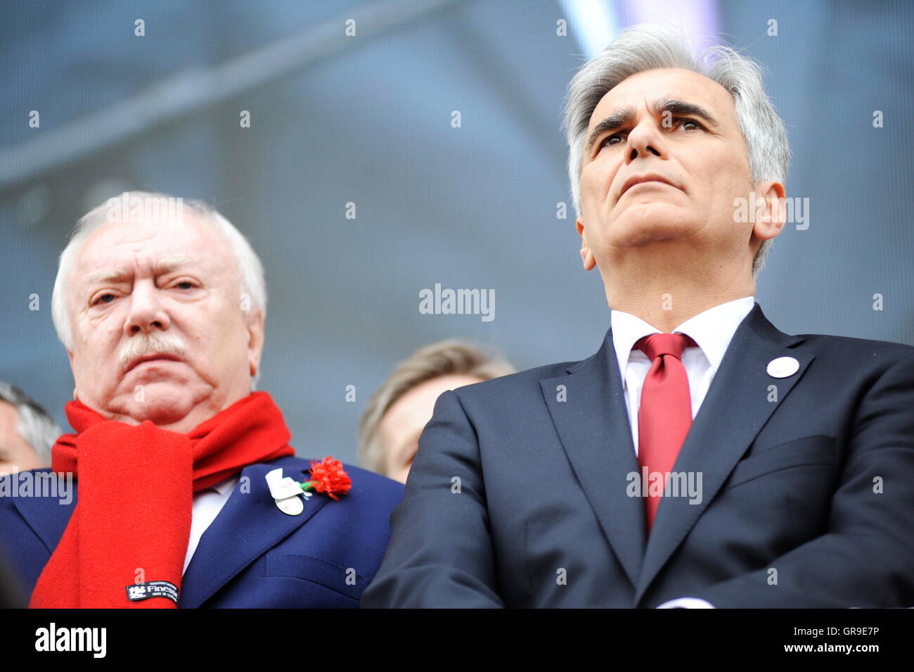 Bürgermeister Michael Häupl Vienna und der österreichische Bundeskanzler Werner Faymann Stockfoto