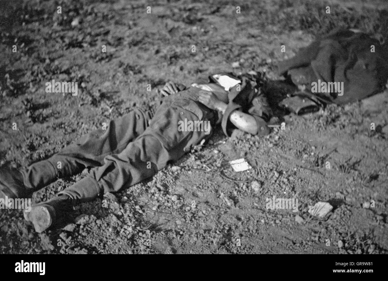 Toten Soldaten im zweiten Weltkrieg im Jahre 1940 In Belgien Stockfoto