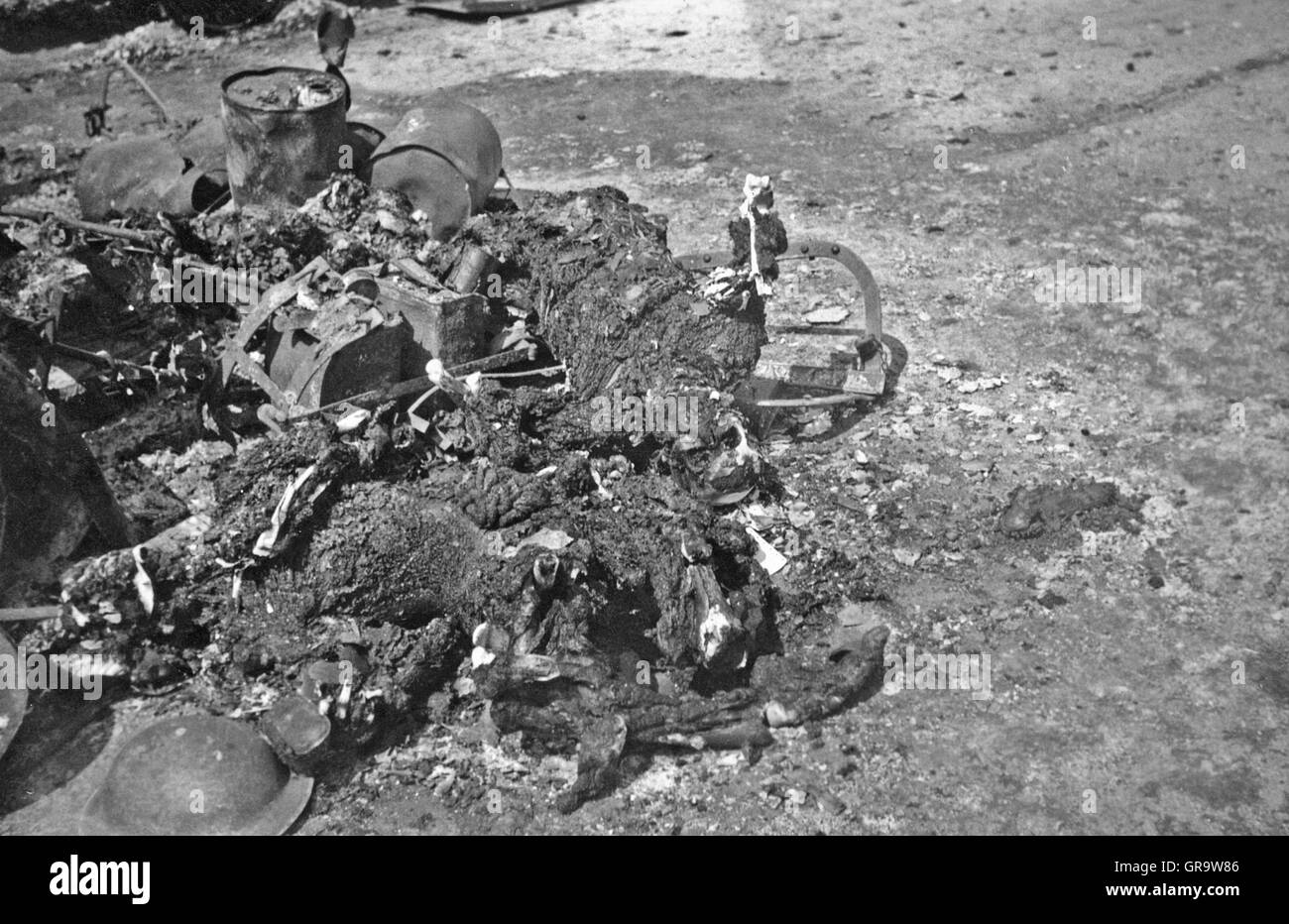 Tod und Zerstörung im zweiten Weltkrieg im Jahre 1940 In Belgien Stockfoto