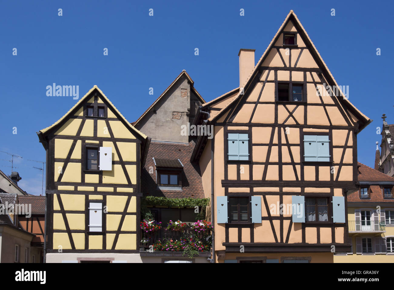 Fachwerkhäuser, Colmar, Elsass, Frankreich, Europa Stockfoto