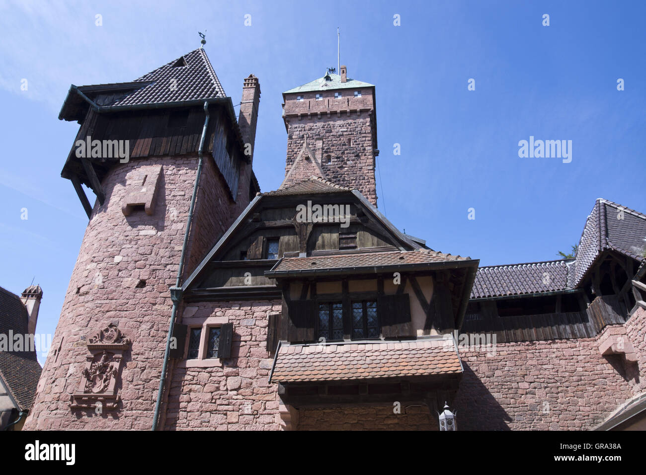 Haut Koenigsbourg Schloss, Elsass, Departement Bas-Rhin, Frankreich, Europa Stockfoto