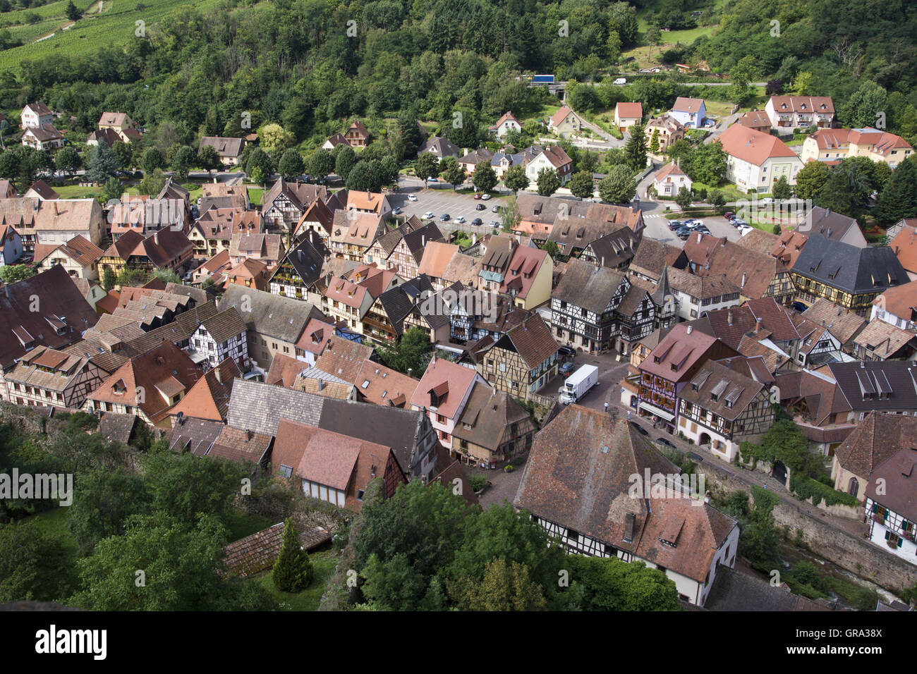 Kaysersberg, Haut-Rhin, Elsass, Frankreich, Europa Stockfoto