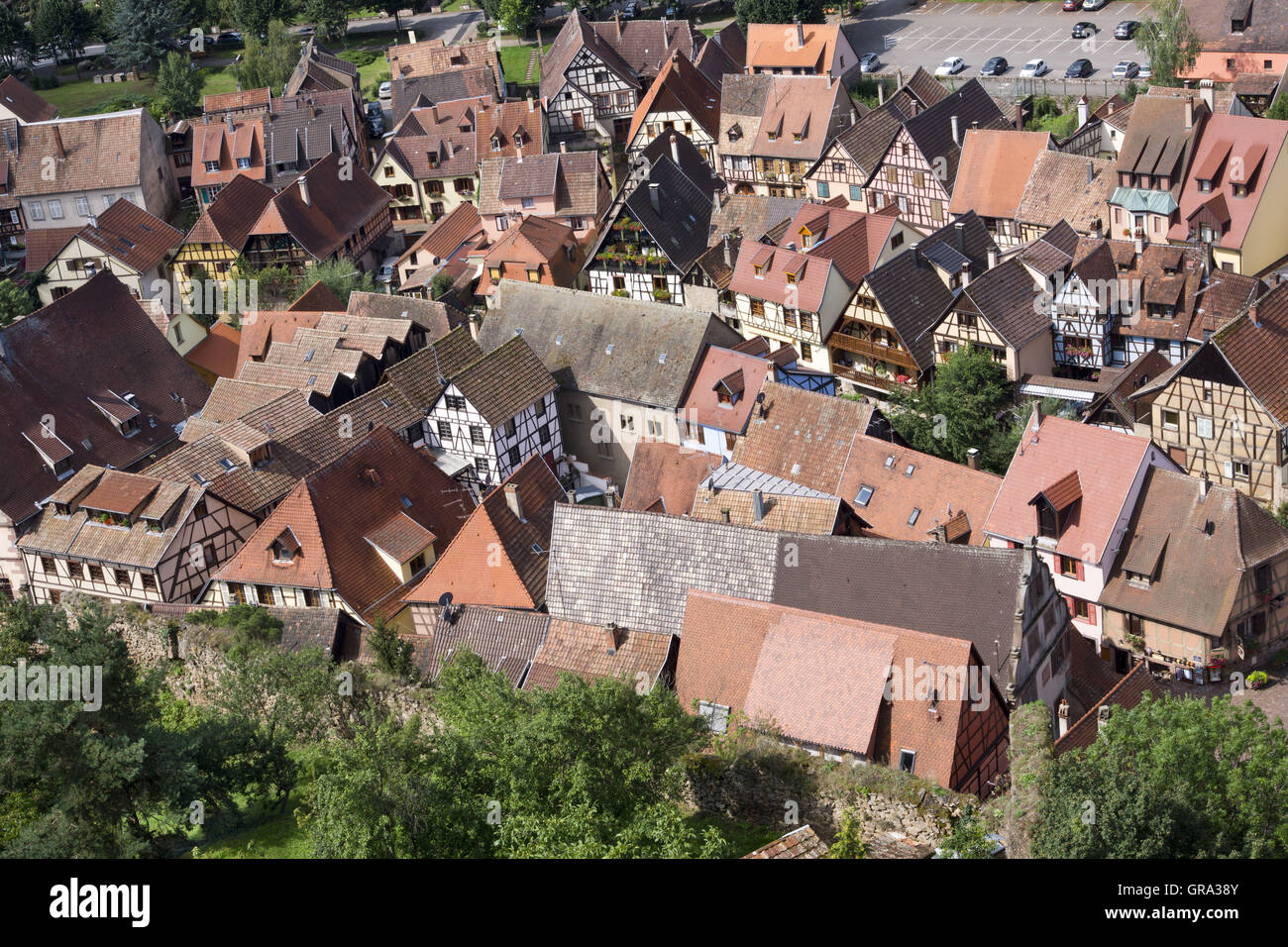 Historische Stadt Zentrum von Kaysersberg, Haut-Rhin, Elsass, Frankreich, Europa Stockfoto