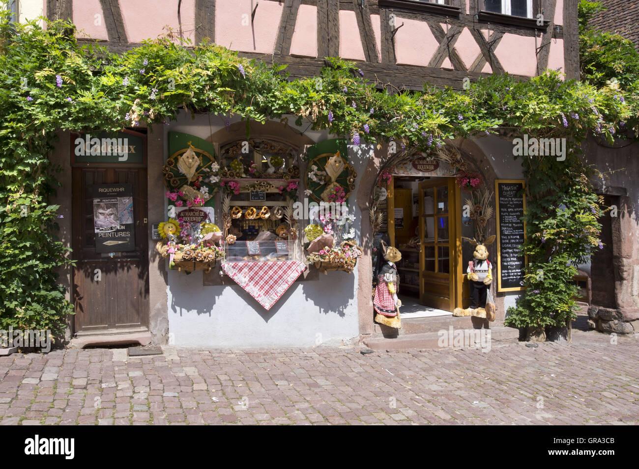 Bäckerei, Riquewihr, Elsass, Departement Haut-Rhin, Frankreich, Europa Stockfoto