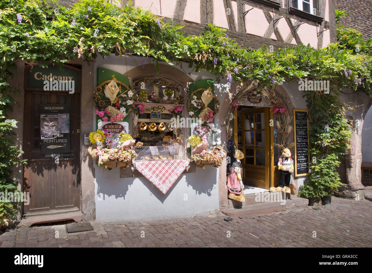 Bäckerei, Riquewihr, Elsass, Departement Haut-Rhin, Frankreich, Europa Stockfoto