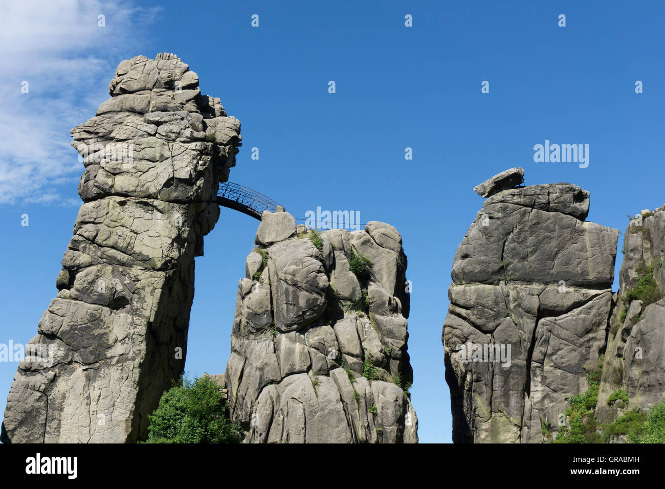 Externsteine, Felsformationen aus Sandstein, Horn-Bad Meinberg, Teutoburger Wald, Nordrhein-Westfalen, Deutschland, Europa Stockfoto
