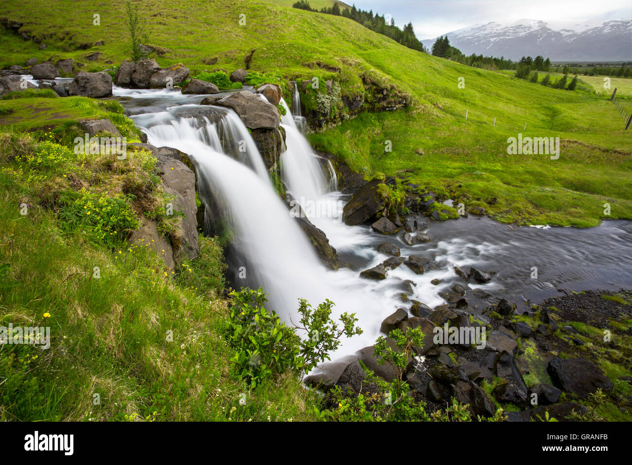 Gluggafoss fällt auch genannt Merkjarfoss, in der Nähe von Hvolsvöllur, Island, South West Island, Golden Circle tour Stockfoto