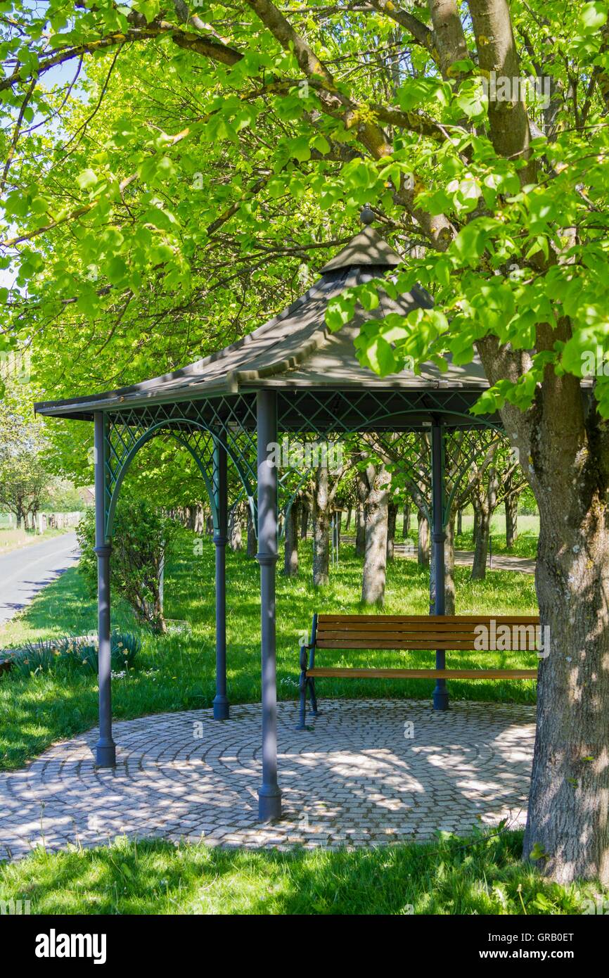 Baille-Maille-Lindenallee mit Pavillion In Himmelkron Stockfoto