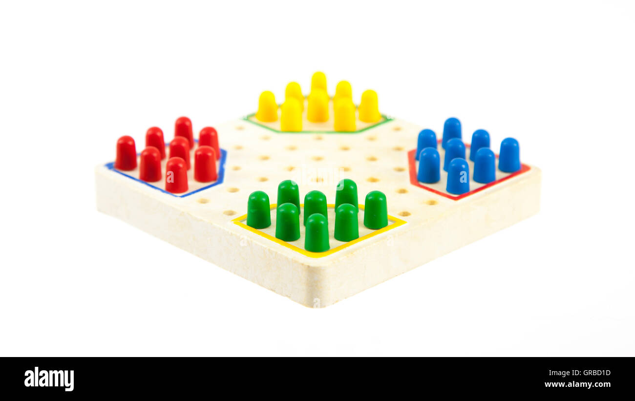 Sehr kleine Checker Board, isoliert auf weiss Stockfoto