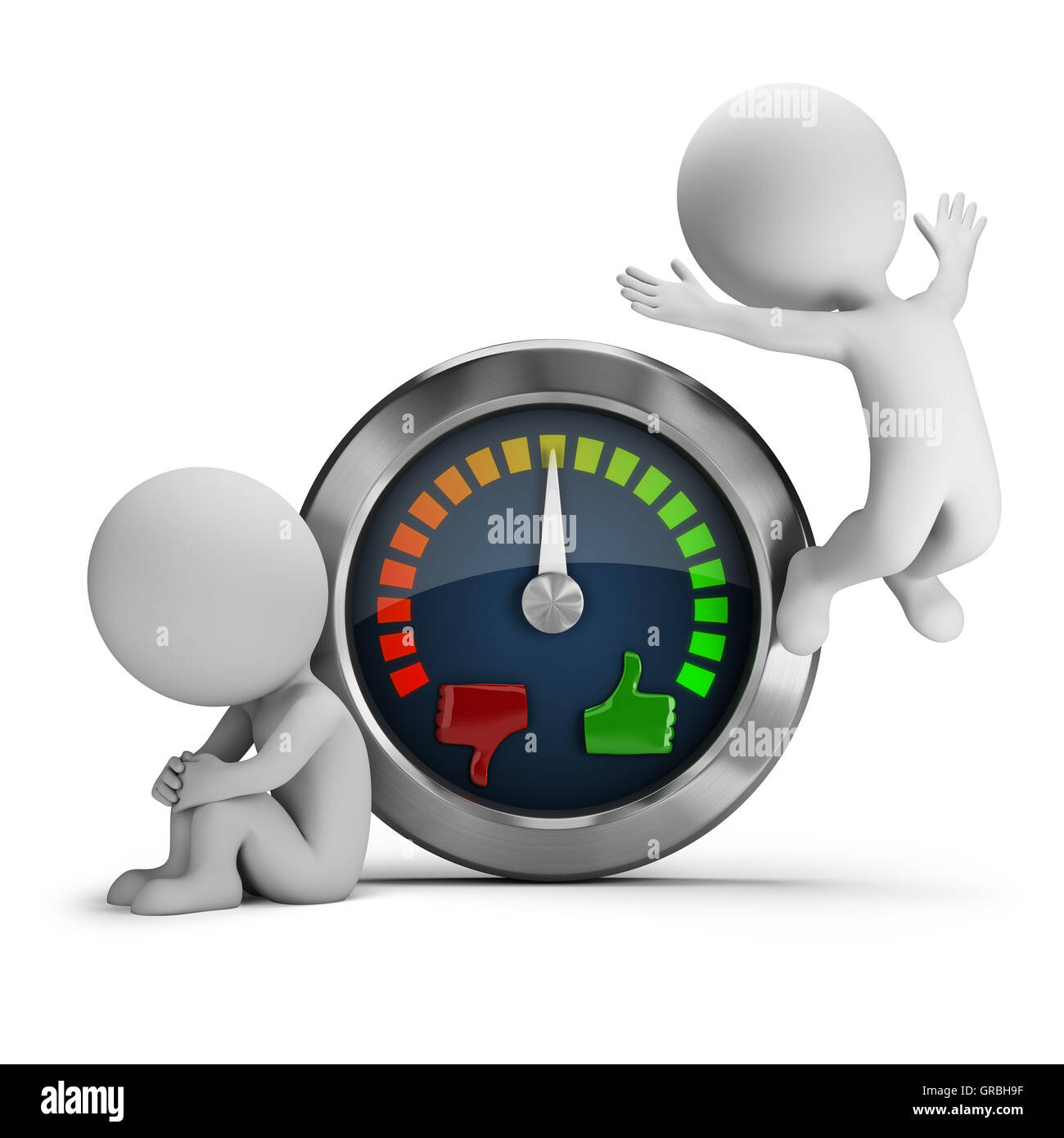 3D kleine Leute - Trauer und Glück Stockfoto