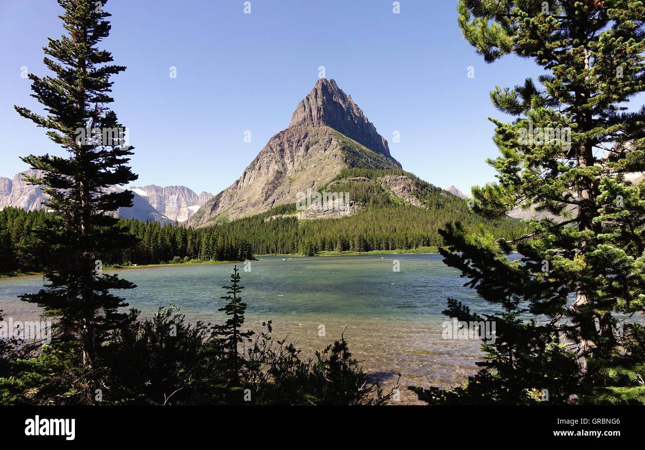 Grinnell Point über Swiftcurrent Lake, viele Gletschergebiet, Glacier National Park, Montana Stockfoto
