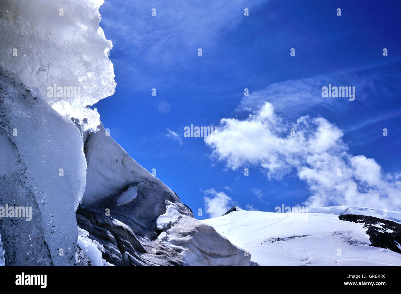 Landschaft von einem Gletscher, Berg La Meije, Französische Alpen, Frankreich Stockfoto