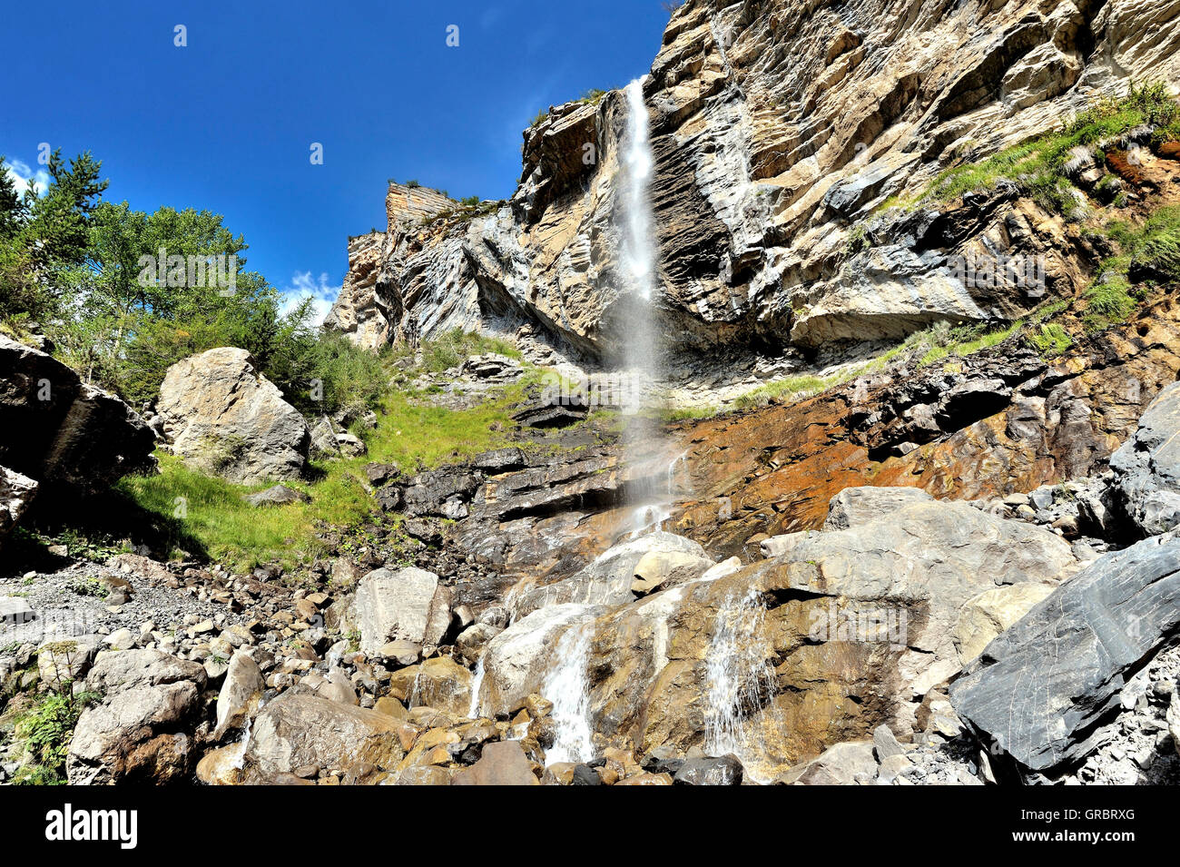 Kaskade D Aiglière im Tal des Flusses Var, Seealpen, Frankreich Stockfoto
