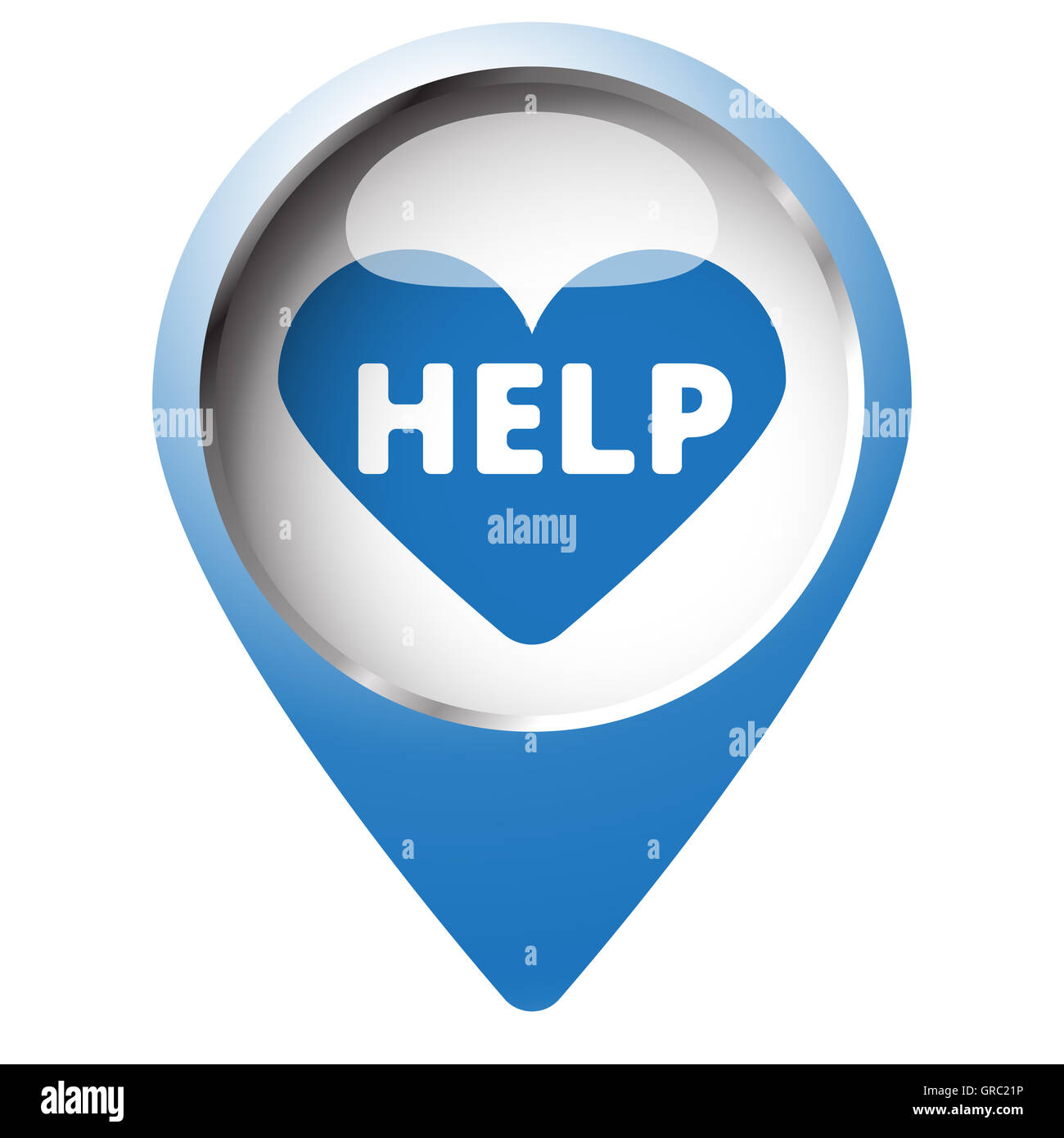 KartePinSymbol mit DefibrillatorSymbol. Blaue Raute auf weißem