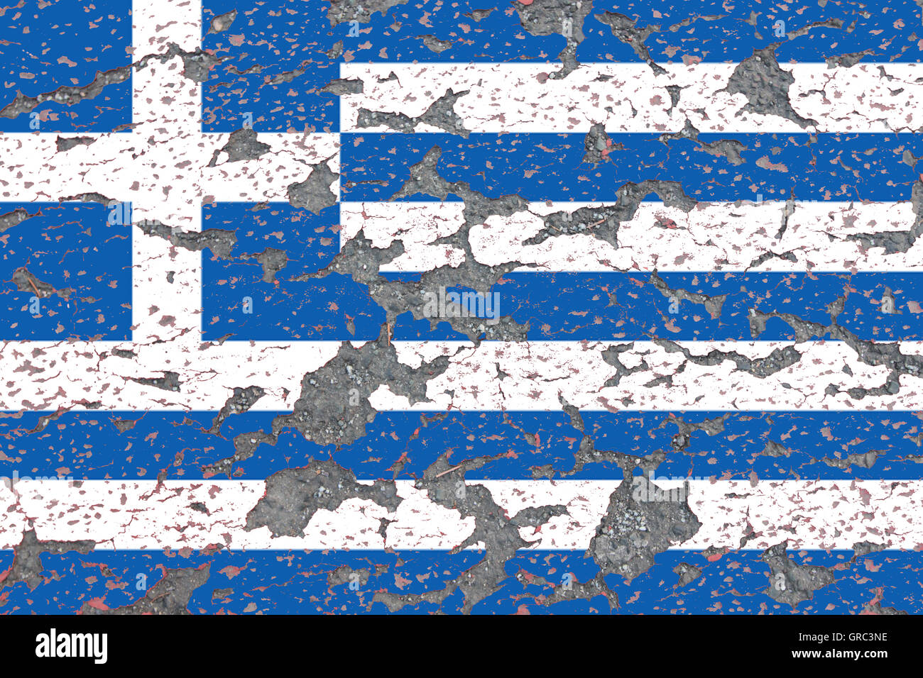 Erodieren griechische Flagge Stockfoto
