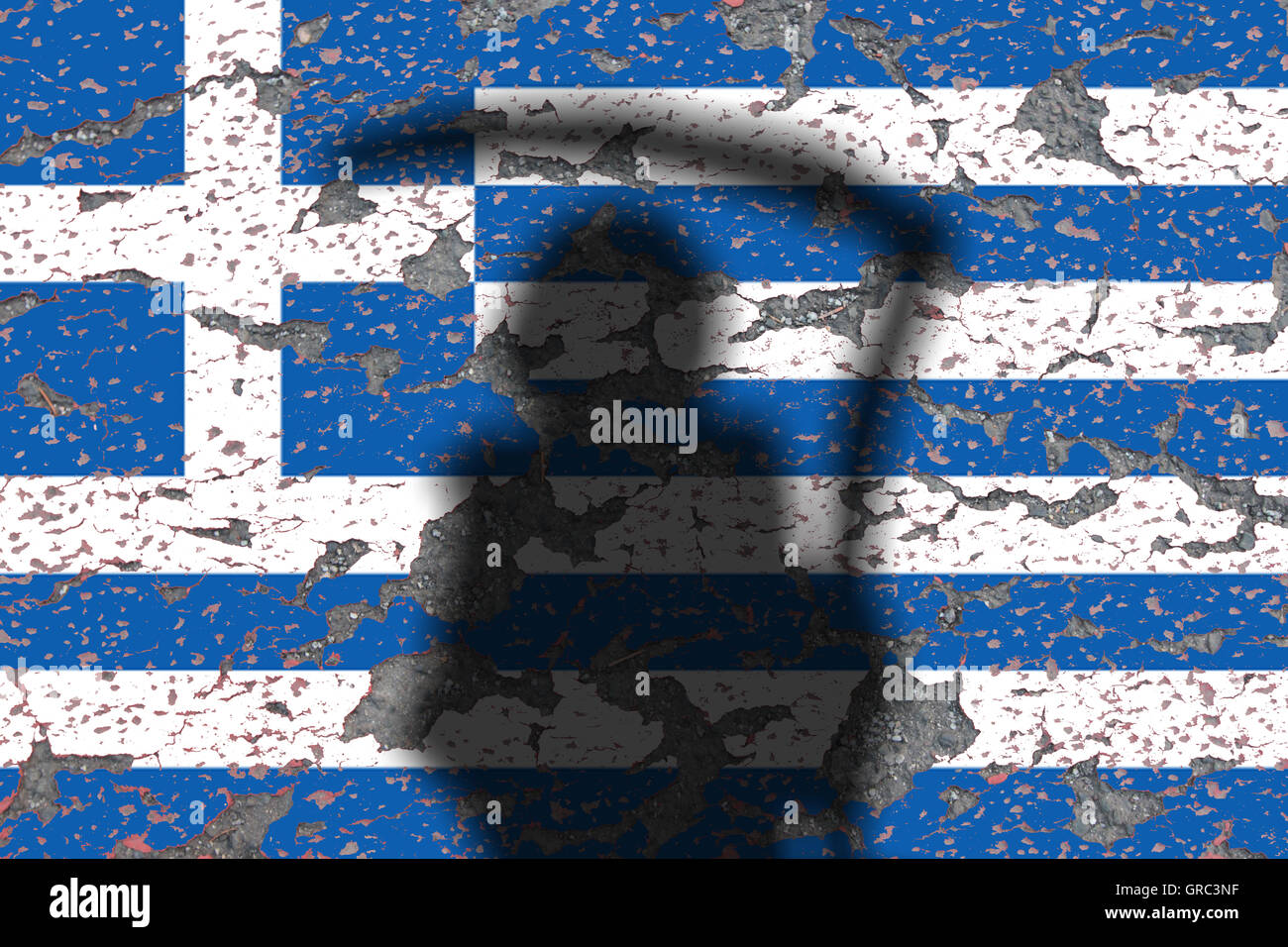 Erodieren griechische Flagge Stockfoto