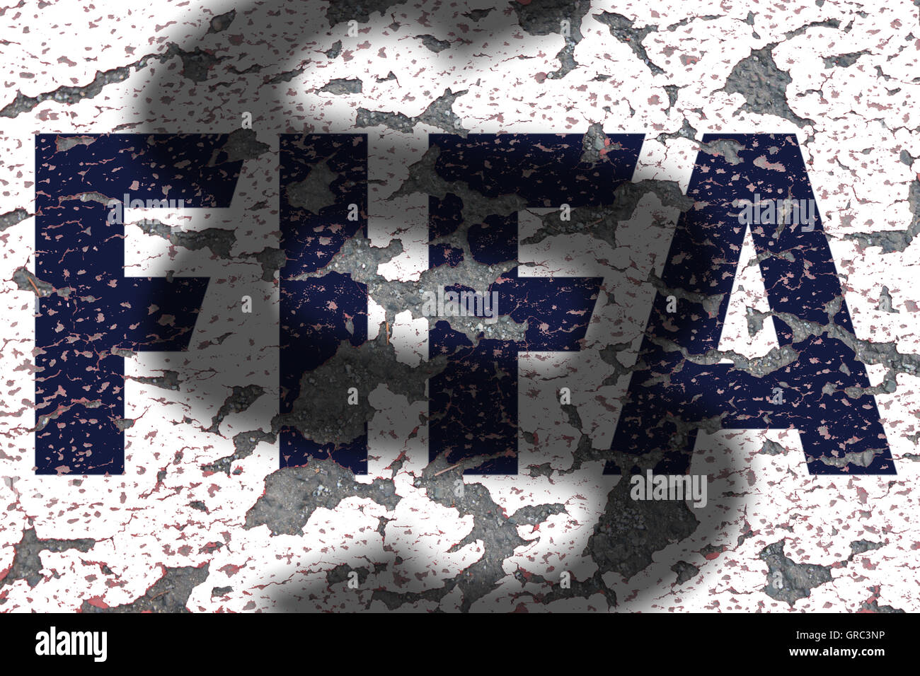 Erodieren Fifa Schild mit Schatten des Absatzes Stockfoto