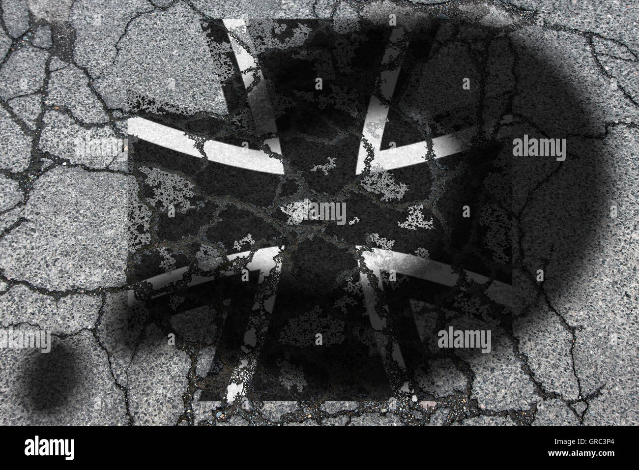 Erodieren Bundeswehr Schild mit Fragezeichen Stockfoto