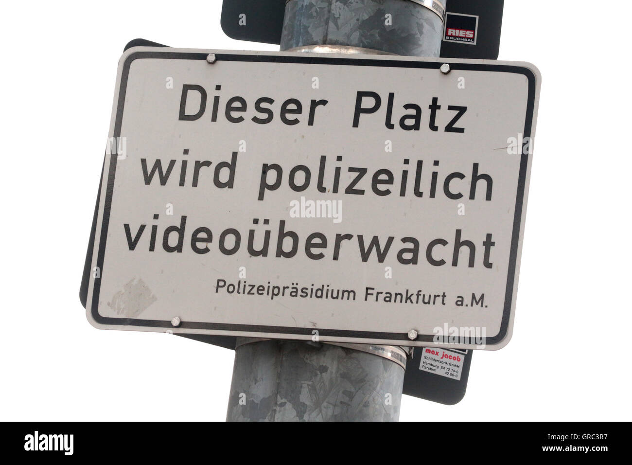 Videoüberwachung eines öffentlichen Platzes In Frankfurt am Main Stockfoto
