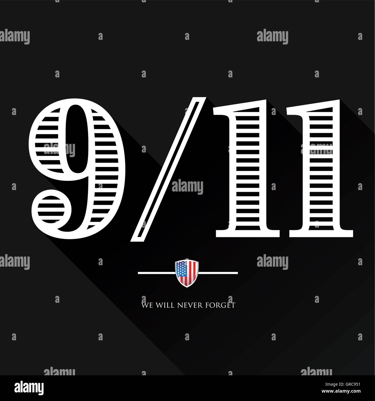 9-11, werden wir nie - 11. September 2001 vergessen Stock Vektor