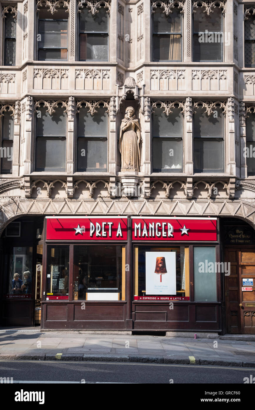 Pret eine Krippe-Coffee-Shop, Mary Queen of Scots House, Fleet Street, London. Stockfoto