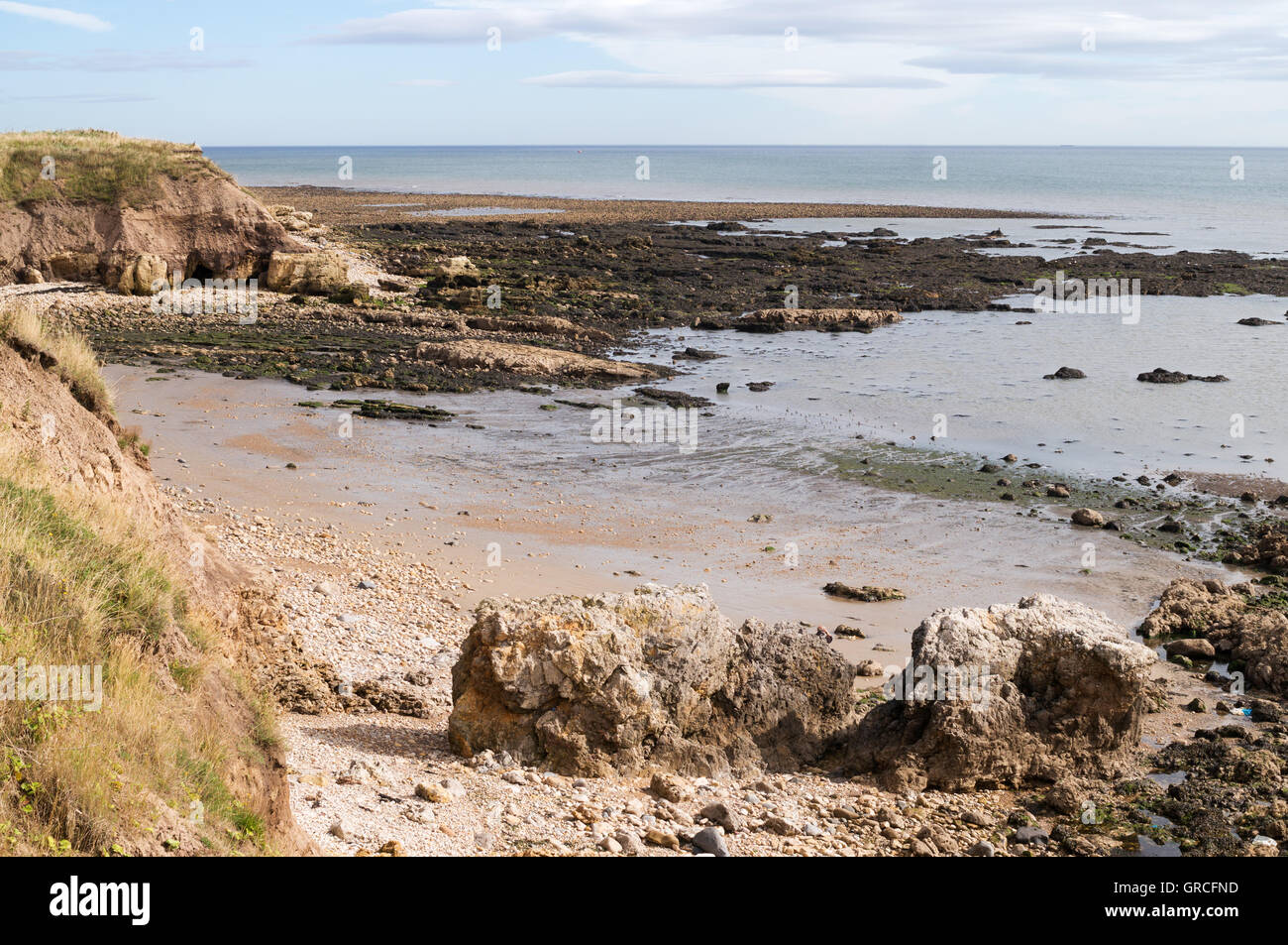 Geologie zwischen Seaburn und Whitburn, Nordseeküste, Nord-Ost-England, UK Stockfoto