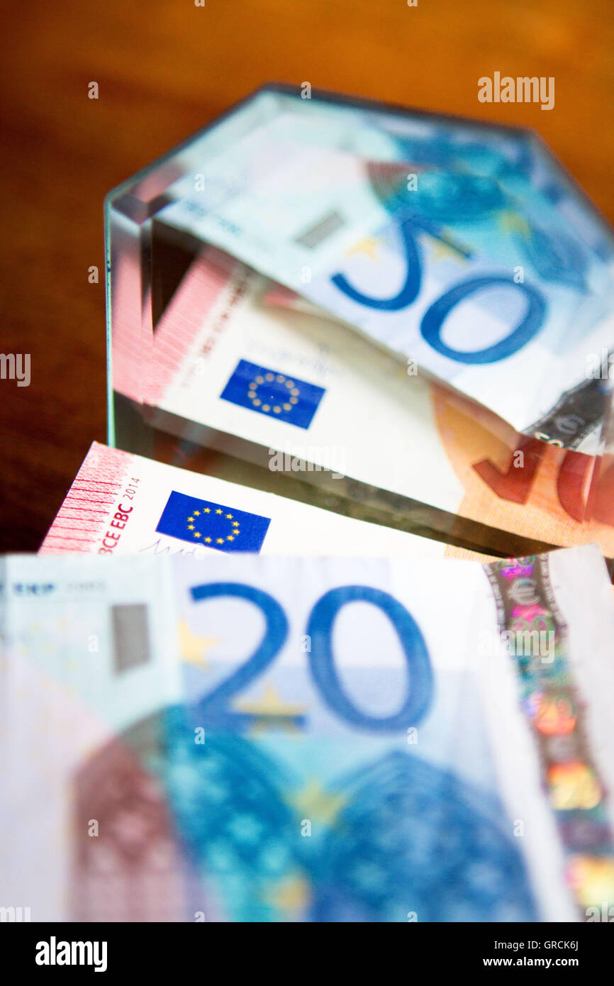 20-Euro-Schein. 10 Euro Bill Reflexion Stockfoto