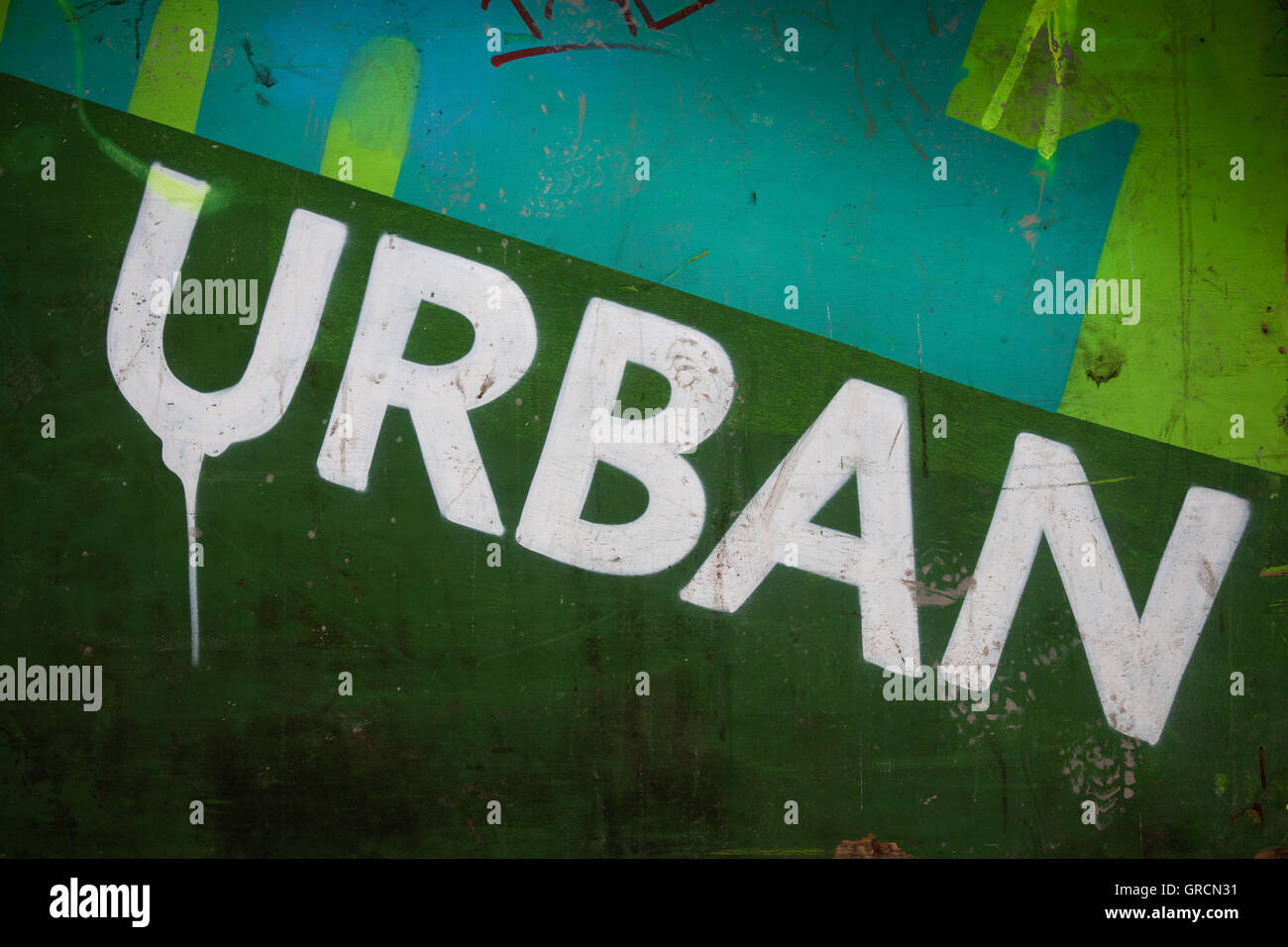 Urban, Illustration und Schrift Stockfoto