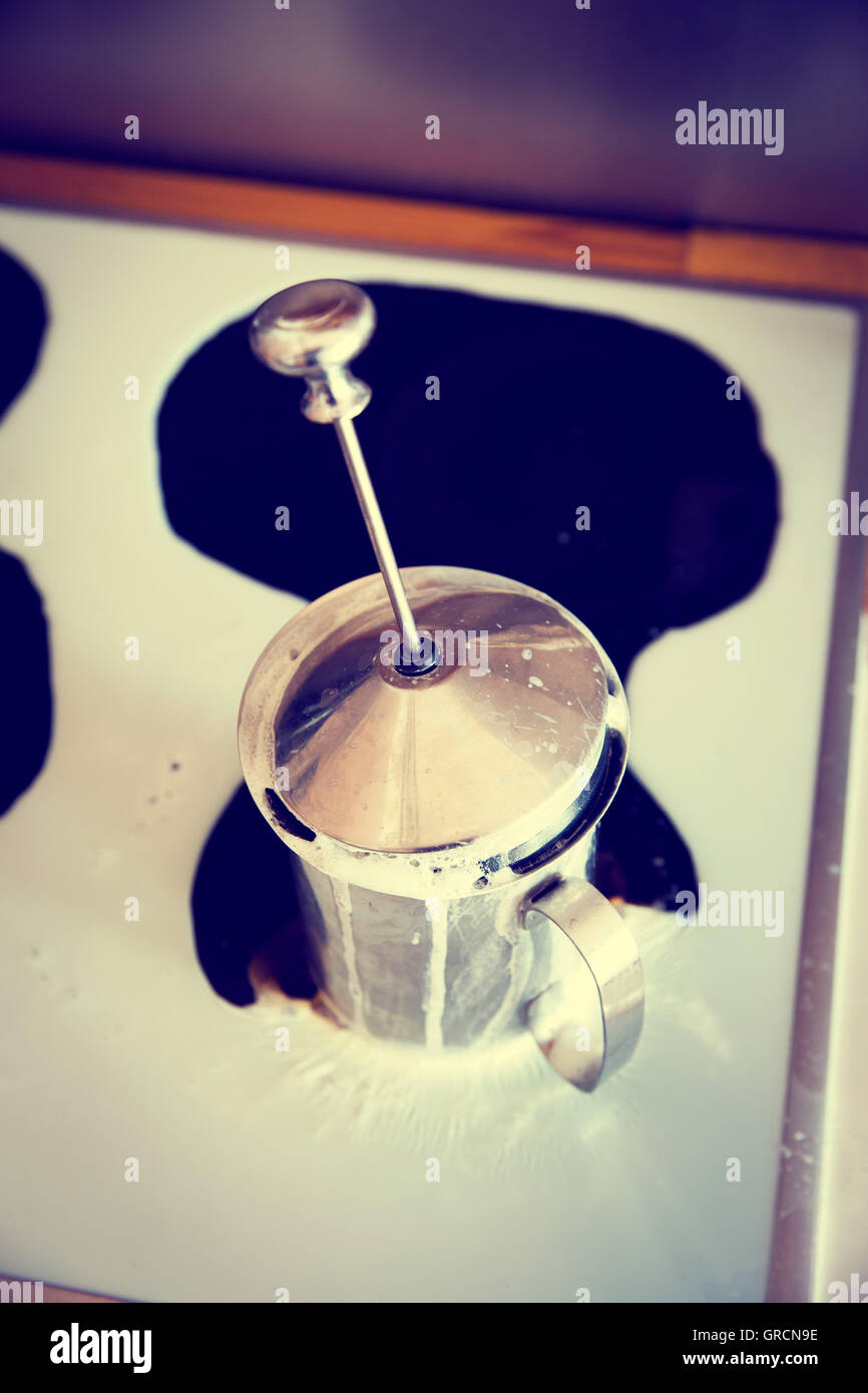 Auf gekochte Milch Stockfoto