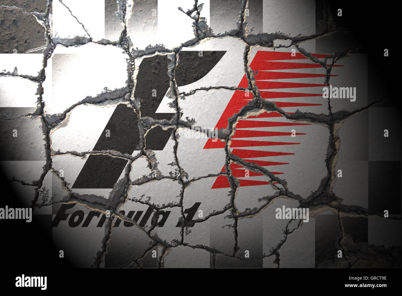 Erodieren Zielflagge mit Formel ein Zeichen Stockfoto