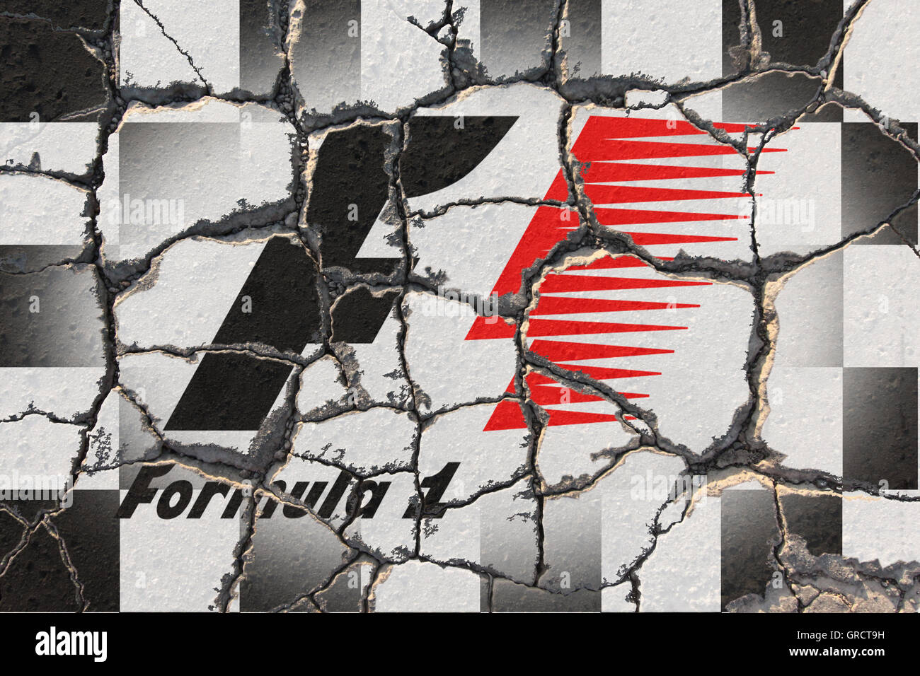 Erodieren Zielflagge mit Formel ein Zeichen Stockfoto