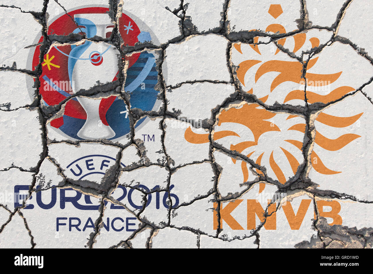 Niederlande-Fail für die Euro 2016 In Frankreich erodieren Zeichen des niederländischen Fußball-Verbandes zu qualifizieren Stockfoto